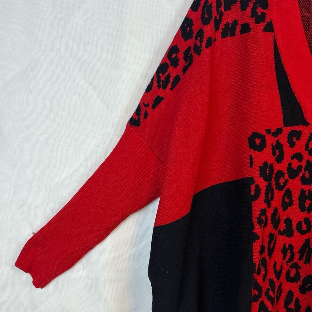 Ruby Rd Woman’s Oversize Drop Shoulder Lipstick Red Sweater - Picture 5 of 9